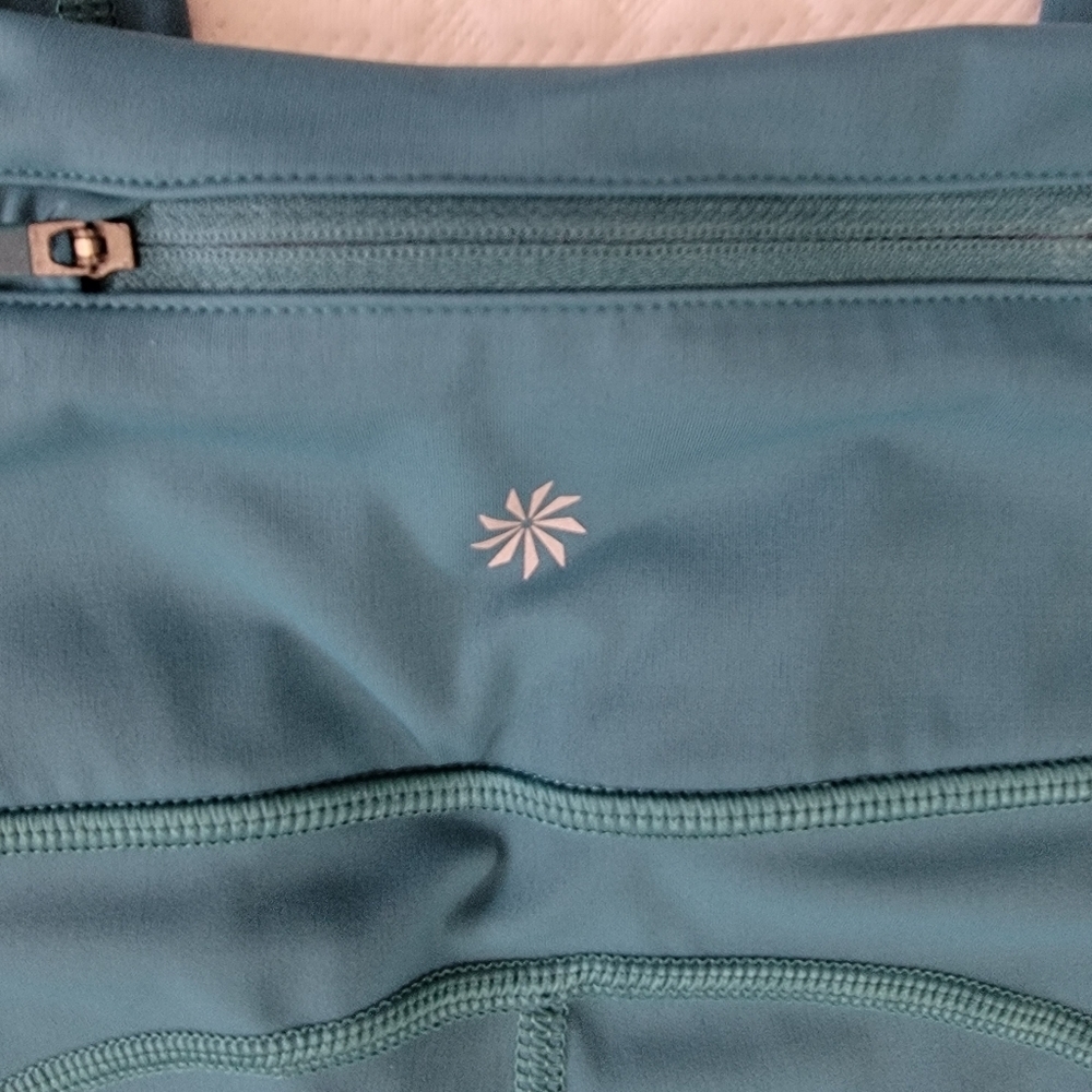 ATHLETA Lightning Capri Teal Green Athlesiure Workout Yoga Runnin Size Small - Picture 4 of 11